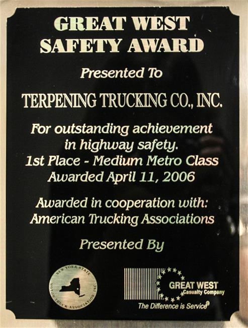 Great West Safety Award 1st Place - Medium Metro Class