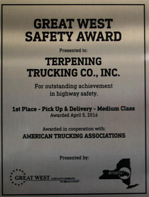 Great West Safety Award 1st Place Safety and Delivery