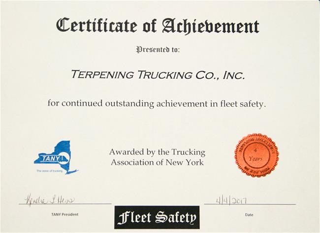 Outstanding achievement in fleet safety
